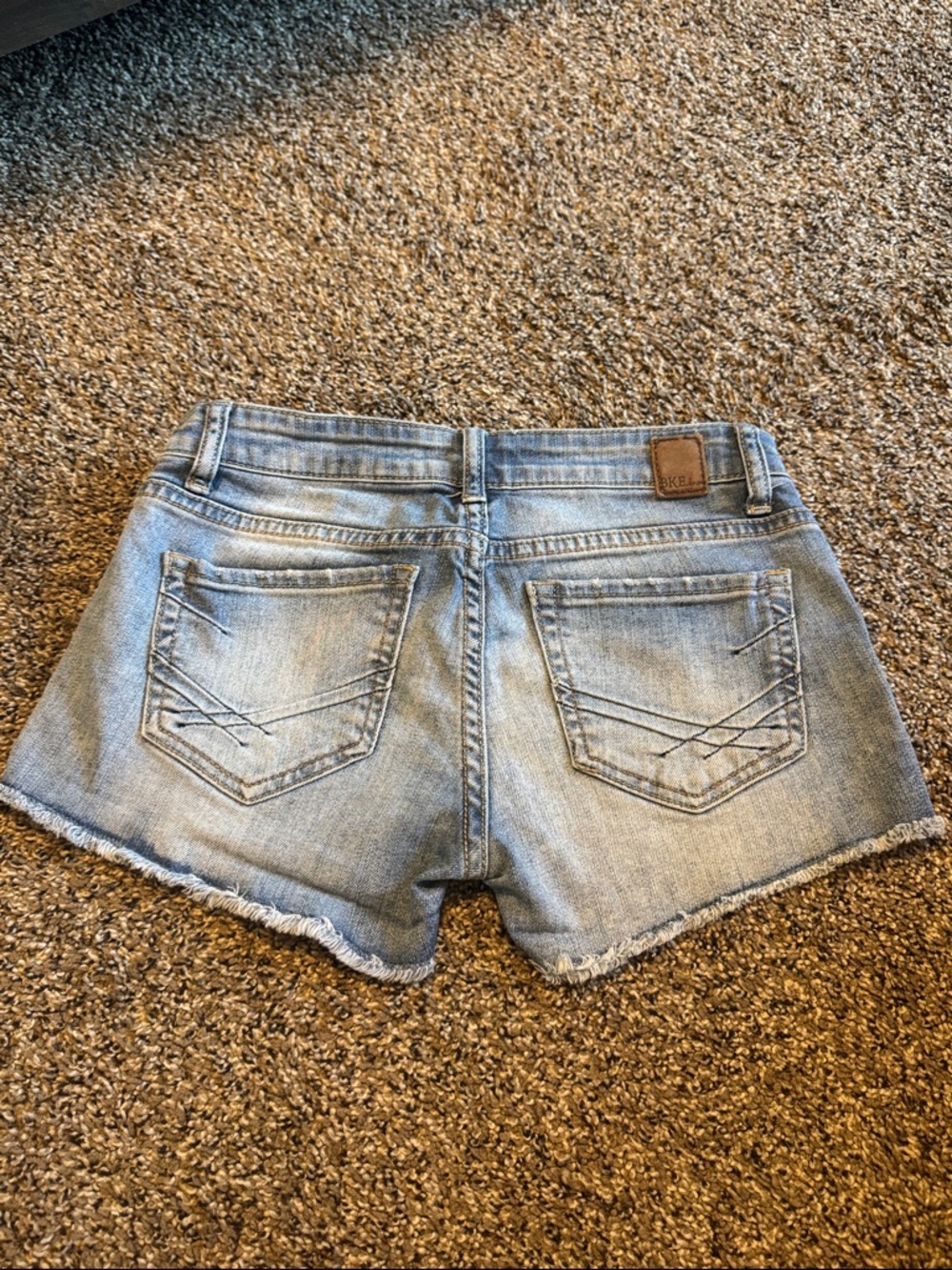 BKE STELLA Light Blue Frayed Hem Denim Shorts